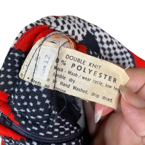 Vtg 60s Lady Carol Black Red Zig Zag A-line Mod Shift Dress SZ 12 - Picture 9 of 9